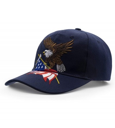 Baseball Caps American Flag USA Eagle Baseball Cap 3D Embroidery Hats for Men Women - Navy - CU18TSZ3DIZ $12.27