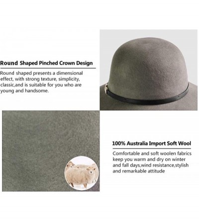 Fedoras Women Floppy Wool Hat Wide Brim Bucket Fedora Cloche Bowler Felt Hats 1920s Gatsby Church Caps - Gray - CH18AY29ZOM $...