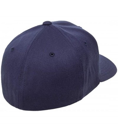 Baseball Caps Flexfit Premium Wool Blend Ballcap - Stretch Fit- Original Baseball Cap w/Hat Liner - Navy - C118H9K3R0R $12.60