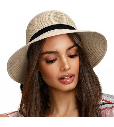 Sun Hats Sun Hats for Women Brim Straw Hat Beach Hat UPF UV Packable Cap for Travel - 01-3.15'' Brim Adult Beige - CY182HRR2O...