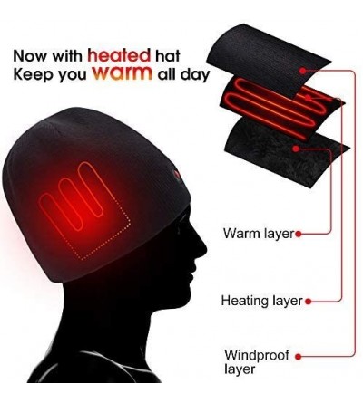 Skullies & Beanies Men Women Rechargeable Electric Warm Heated Hat Winter Battery Heat Skull Beanie - Pinstrip-black - CU18HE...