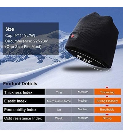 Skullies & Beanies Men Women Rechargeable Electric Warm Heated Hat Winter Battery Heat Skull Beanie - Pinstrip-black - CU18HE...