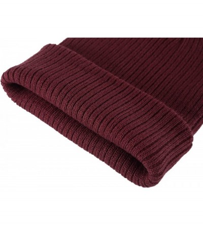 Skullies & Beanies Winter Hats Knitted Slouchy Warm Beanie Caps Unisex Classic Solid Color Hat - Maroon - CY1863Q6SZE $9.00