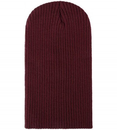 Skullies & Beanies Winter Hats Knitted Slouchy Warm Beanie Caps Unisex Classic Solid Color Hat - Maroon - CY1863Q6SZE $9.00