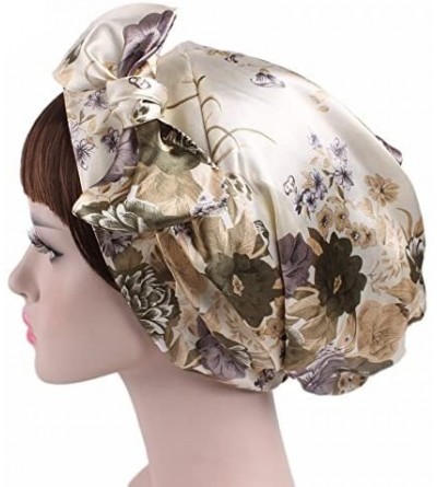 Skullies & Beanies 2 Pieces Soft Satin Sleeping Cap Bonnet Headwear Head Cover Turbans for Women - Color 2 - C918GONTCXT $9.23