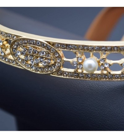 Headbands Great Gatsby Charleston 1920s Vintage Pearls Tiara Headband - Gold - CK12NSQ3OEN $11.37