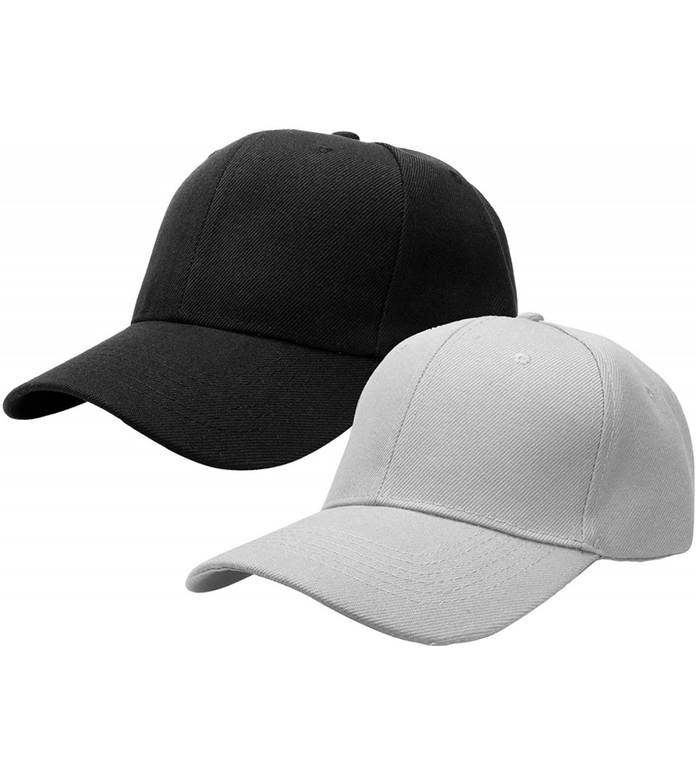 Baseball Caps 2pcs Baseball Cap for Men Women Adjustable Size Perfect for Outdoor Activities - Black/Light Grey - CK195CZIXW9...