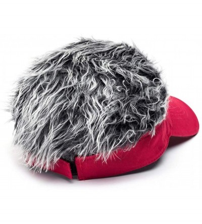 Visors Flair Hair Visor Sun Cap Wig Peaked Adjustable Baseball Hat with Spiked Hairs - Red Gray-upgraded - CV18I3UNZG7 $18.58