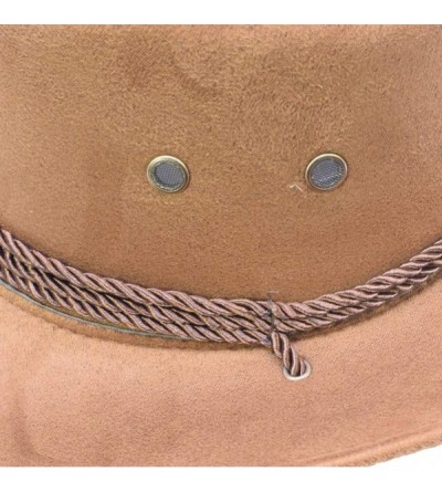 Cowboy Hats Mens Faux Felt Wide Brim Western Cowboy Hat Fedora Outdoor Party Hats - Brown - CC18OSZ82TG $14.36