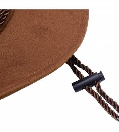 Cowboy Hats Mens Faux Felt Wide Brim Western Cowboy Hat Fedora Outdoor Party Hats - Brown - CC18OSZ82TG $14.36