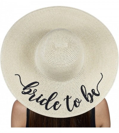 Sun Hats Womens Embroidered Straw Sun Hat Bridal Shower Gift Bachelorette Honeymoon - Bride to Be - C518O723A35 $19.18