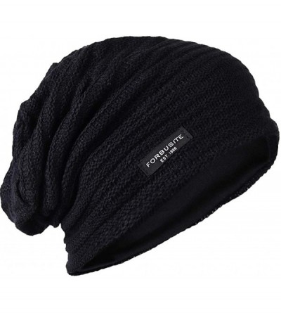 Skullies & Beanies Slouchy Knitted Baggy Beanie Hat Crochet Stripe Summer Dread Caps Oversized for Men-B318 - B307-black - C4...