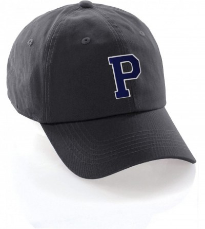 Baseball Caps Custom Hat A to Z Initial Letters Classic Baseball Cap- Charcoal Hat White Navy - Letter P - CY18ET5Q2U2 $16.60