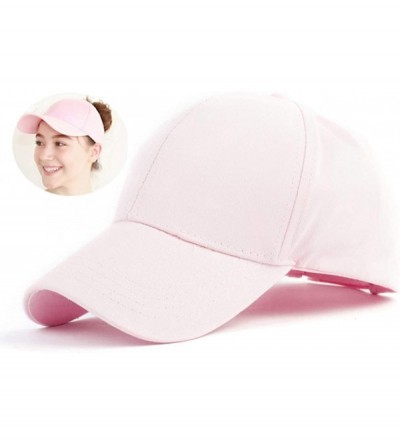 Baseball Caps Cotton Ponytail Hats Baseball for Women Adjustable Solid Color - Pink - CS18GNWWIXI $9.86