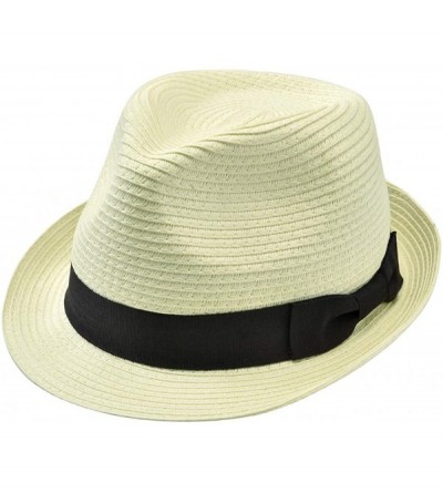 Fedoras Straw Panama Hat Short Brim Trilby Fedora Hat Summer Beach Sun Hats Women Men - 02-white - CL18T9WGTY2 $18.80