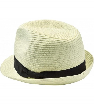 Fedoras Straw Panama Hat Short Brim Trilby Fedora Hat Summer Beach Sun Hats Women Men - 02-white - CL18T9WGTY2 $18.80