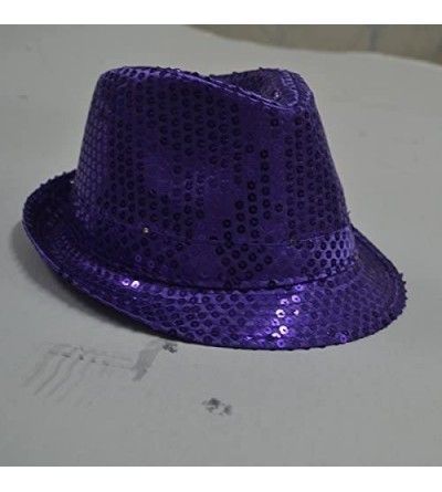 Fedoras LED Light Up Flashing Fedora Hat - Pink (Purple) - Purple - CU12KCTSBHT $10.50