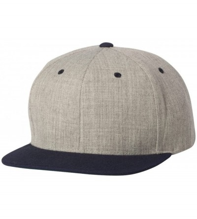 Baseball Caps Flexfit 6 Panel Premium Classic Snapback Hat Cap - Heather Grey/Navy - C912D6KE67F $7.53