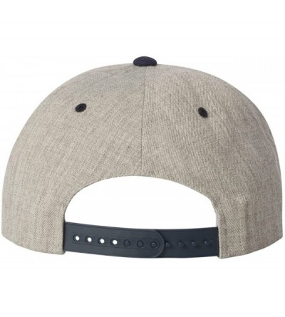 Baseball Caps Flexfit 6 Panel Premium Classic Snapback Hat Cap - Heather Grey/Navy - C912D6KE67F $7.53