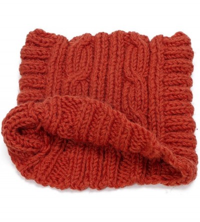 Skullies & Beanies Cute Meow Kitty Woman Wool Handmade Knit Cap Beanie Hat A004 - Orange - CZ11N3G5YBZ $16.31
