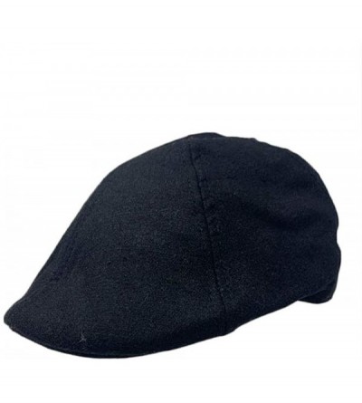 Newsboy Caps Women Men Unisex Suede Duckbill Ivy Hat Cap with Elastic Band at The Back - Black - CA18QCDWWU5 $14.41