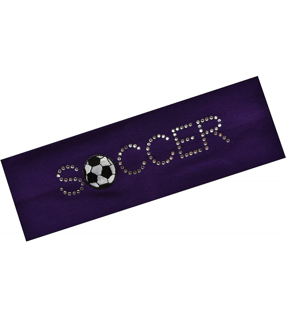 Headbands SOCCER BALL Rhinestone Cotton Stretch Headband for Girls- Teens and Adults Soccer Team Gifts - Purple - CO11BHA0H8X...