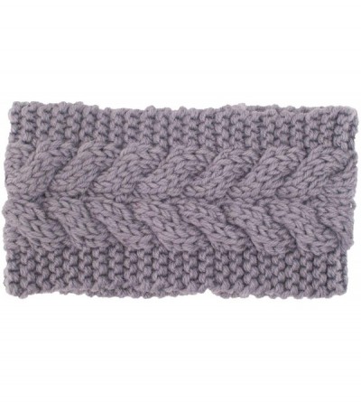 Headbands Womens Plain Braided Winter Knit Crochet Headband- Warm Knitted Hat Head - Light Gray - CP12NURUFZD $9.33