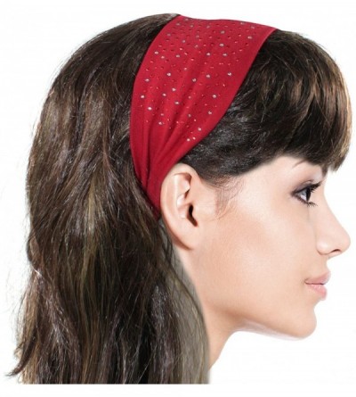 Headbands Simple Sparkling Rhinestone Stretch Headband - 1 Pc - Red - C01174LJOFR $12.41