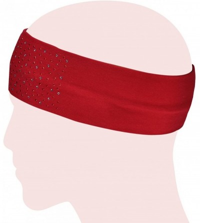Headbands Simple Sparkling Rhinestone Stretch Headband - 1 Pc - Red - C01174LJOFR $12.41