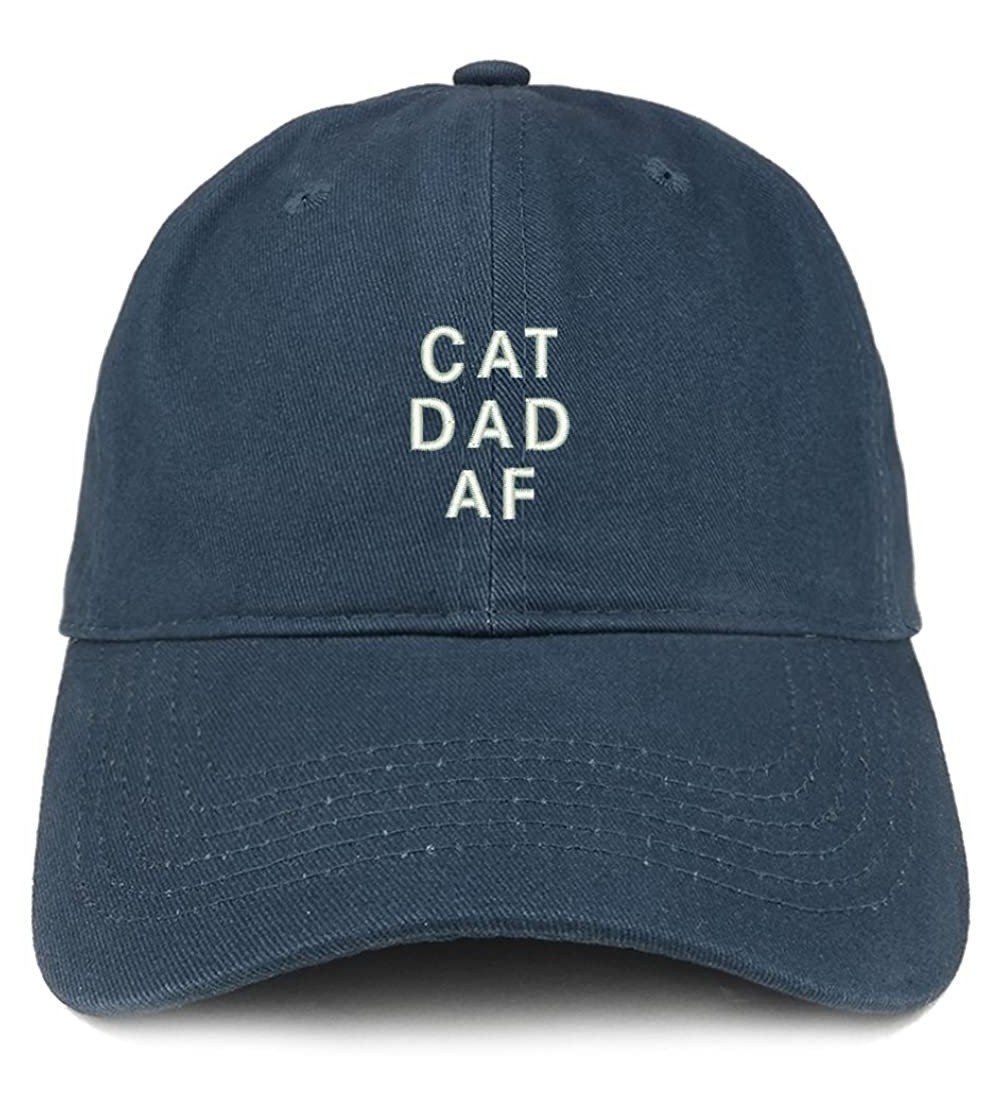 Baseball Caps Cat Dad AF Embroidered Soft Cotton Dad Hat - Navy - C518EYENC6I $13.57
