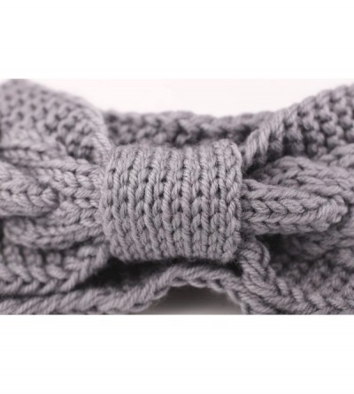 Cold Weather Headbands Women's Cable Knitted Turban Headband Soft Ear Warmer Head Wrap - Gray - CS184AC95ER $8.16