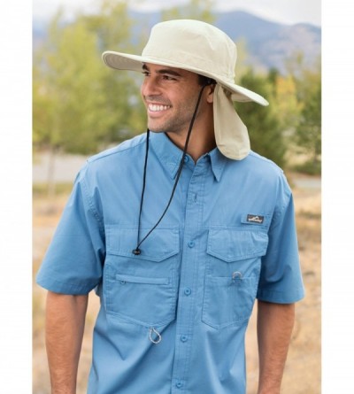 Sun Hats Wide-Brim Outdoor Hat with Sun Flap and UPF Protection - Stone - CL12CV45INX $24.85