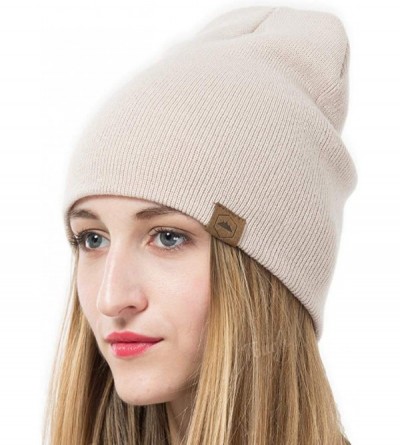 Skullies & Beanies Winter Beanie Knit Hats for Men & Women - Warm & Soft Toboggan Cap - Beige - CM12MJ3WX43 $10.04