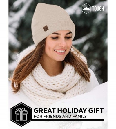 Skullies & Beanies Winter Beanie Knit Hats for Men & Women - Warm & Soft Toboggan Cap - Beige - CM12MJ3WX43 $10.04