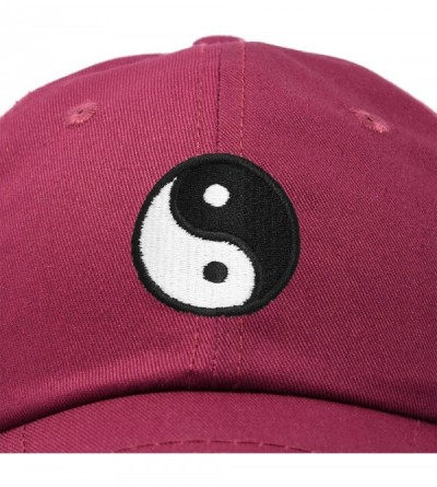 Baseball Caps Ying Yang Dad Hat Baseball Cap Zen Peace Balance Philosophy - Maroon - CB18XLHIGTS $13.09