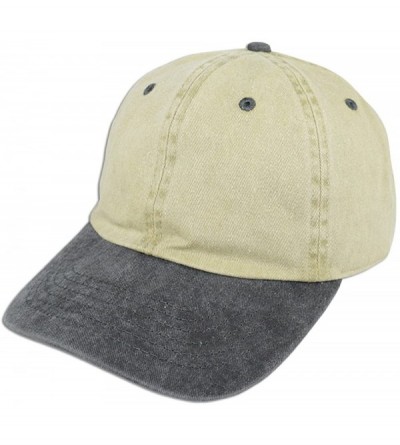 Baseball Caps Dad Hat Pigment Dyed Two Tone Plain Cotton Polo Style Retro Curved Baseball Cap 1200 - Khaki / Black - CE17X0N2...