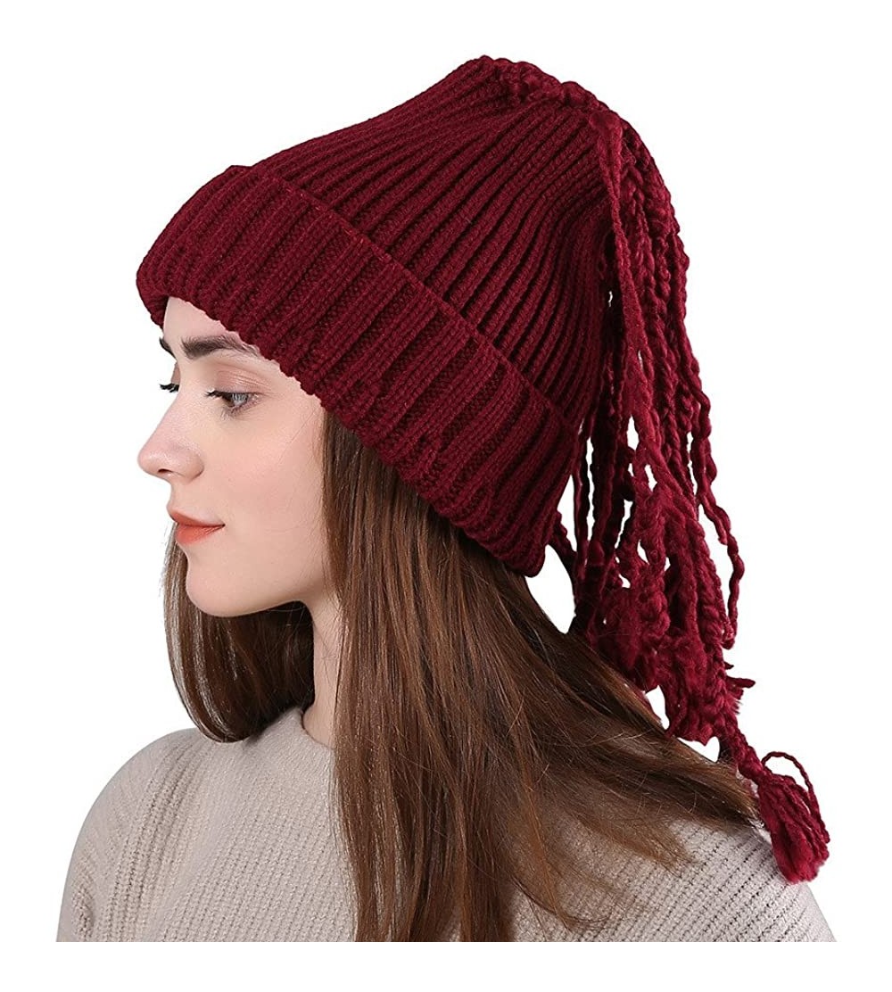 Skullies & Beanies Womens Slouchy Beanie Winter Hat Knit Warm Snow Ski Skull Cap Wool Solid Manual Braid Beanie Crochet Cap -...