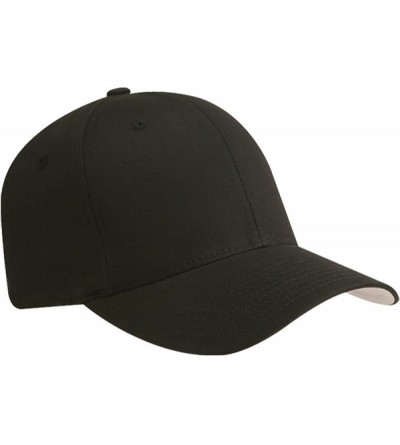 Visors Cotton Twill Fitted Cap - Black - C212F8AM8TX $14.12