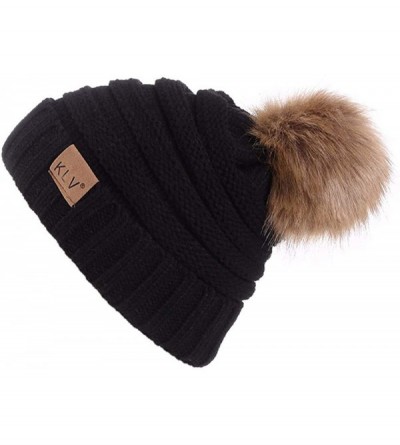 Skullies & Beanies Men Women Beanie Hat Warm Crochet Hat Winter Ski Hats Wool Knit Hat Outdoor Slouchy Caps - Black - C4192KN...