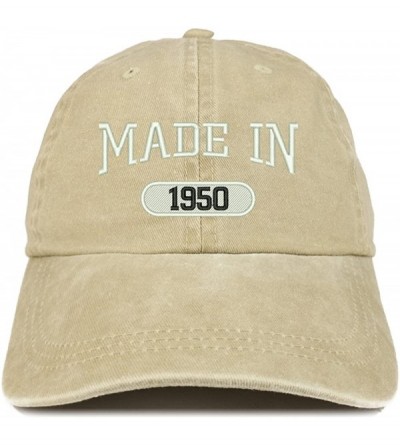 Baseball Caps Made in 1950 Embroidered 70th Birthday Washed Baseball Cap - Khaki - C418C7HKO68 $15.69