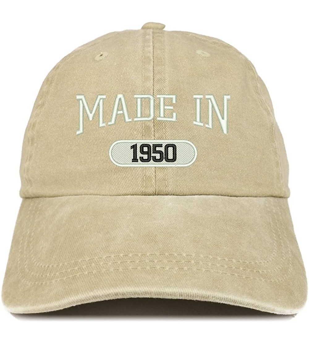 Baseball Caps Made in 1950 Embroidered 70th Birthday Washed Baseball Cap - Khaki - C418C7HKO68 $15.69