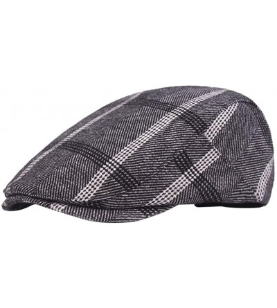 Newsboy Caps Men's Cotton Plush Casquette Plate Beret Cap Casual Duckbill Hat - Deep Gray - C218UO3OG3K $11.10