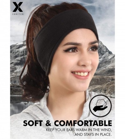 Cold Weather Headbands Fleece Warmers Headband Muffs - Black - C818IO9K67T $6.85