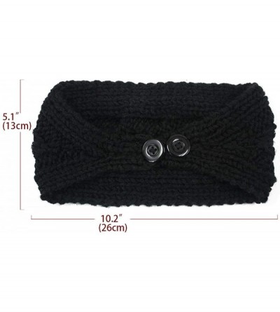 Headbands Women's Winter Wide Knit Headband - Cable - Black - CQ11V47FCTT $17.36