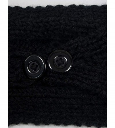 Headbands Women's Winter Wide Knit Headband - Cable - Black - CQ11V47FCTT $17.36