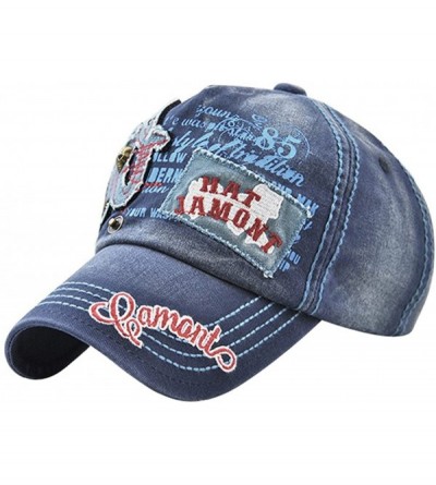 Baseball Caps 100% Cotton Distressed Vintage Trucker Baseball Cap Hat - Blue - CA189O4YOGI $8.89