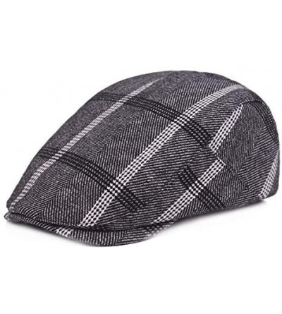 Newsboy Caps Men's Cotton Plush Casquette Plate Beret Cap Casual Duckbill Hat - Deep Gray - C218UO3OG3K $11.10