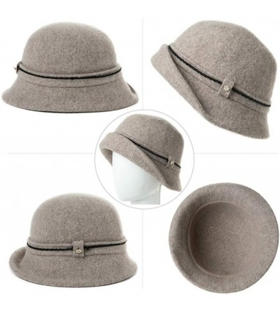 Berets Womens Wool Blend Winter Bucket 1920s Vintage Derby Hat Fedora Round Fall Bowler 55-59cm - 00090-camel - CV18YRI69KS $...