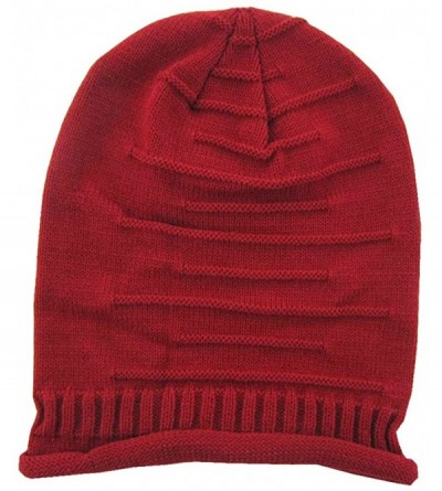 Skullies & Beanies Women Men Winter Knit Slouch Cap - Red - CY11NMTB3DL $9.48