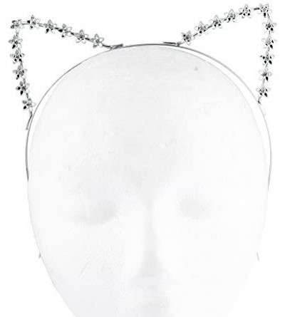 Headbands Girls Cat Ears Costume Floral Accessory Headband Adults - Silver Flower - CX183MNZYC8 $10.90